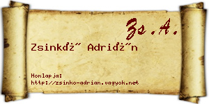 Zsinkó Adrián névjegykártya